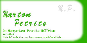 marton petrits business card